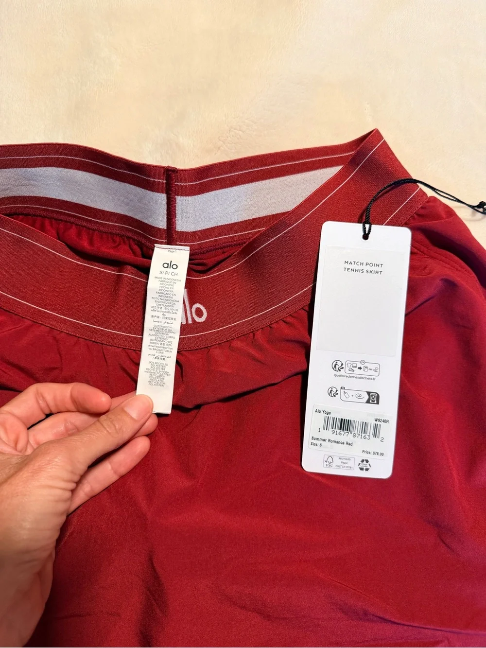 ALO Yoga Match Point Tennis Skirt, Size Small Summer Romance Red!